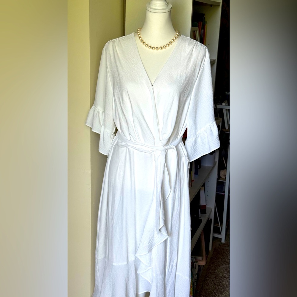 White Faux Wrap Dress